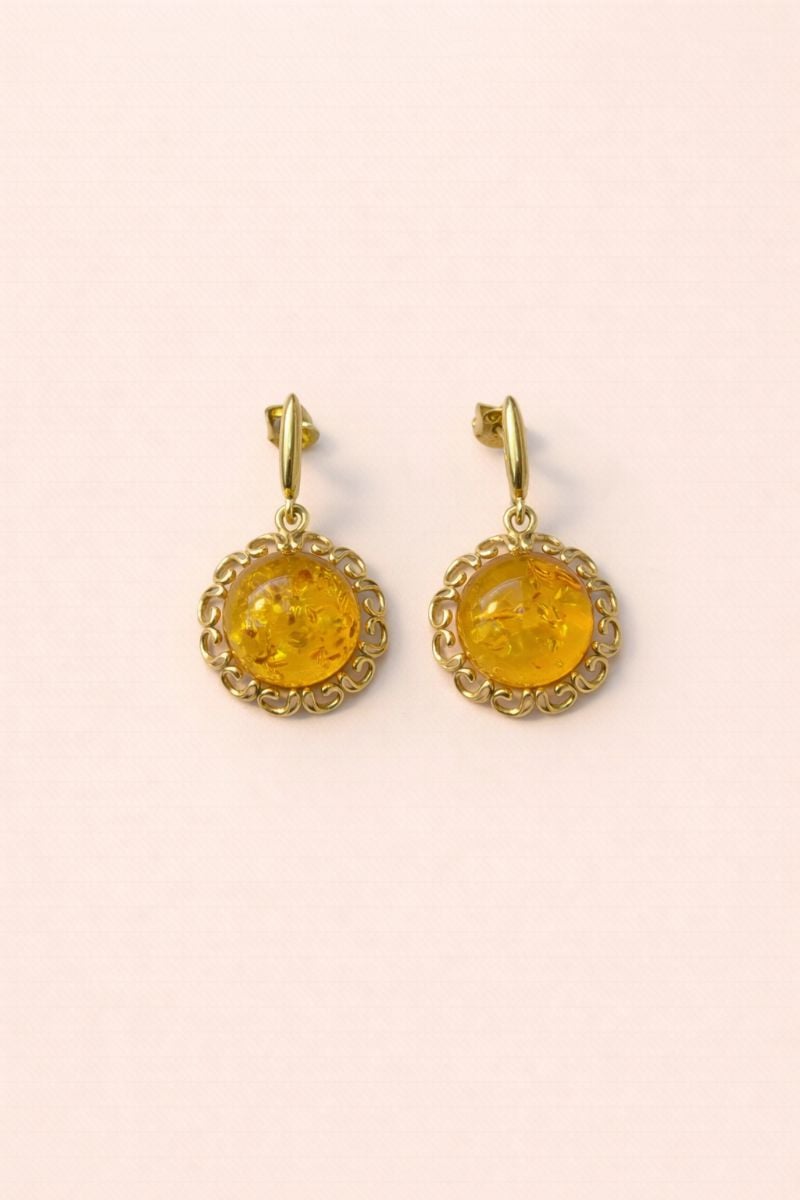 أقراط "فيليجري" بلون الكهرمان العسلي - 1